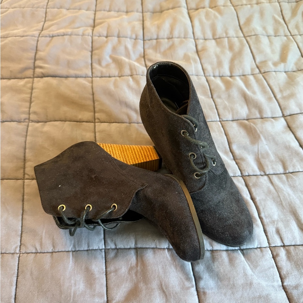 Black Faux Suede Ankle Boots